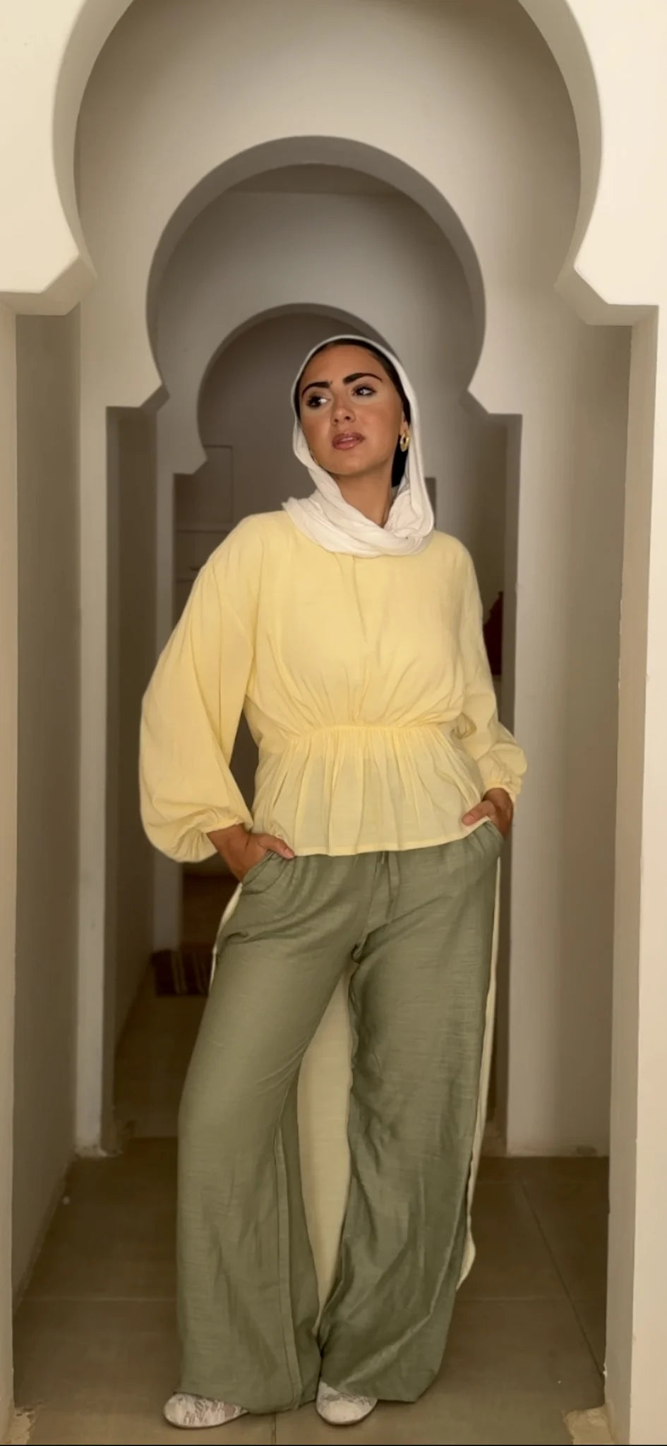 Flowy Waist Blouse in yellow