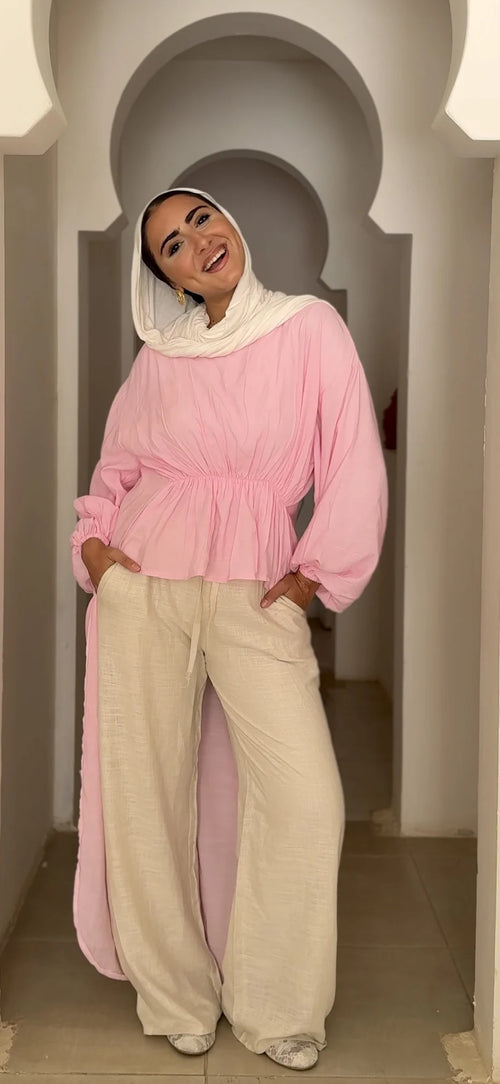 Flowy Waist Blouse in pink