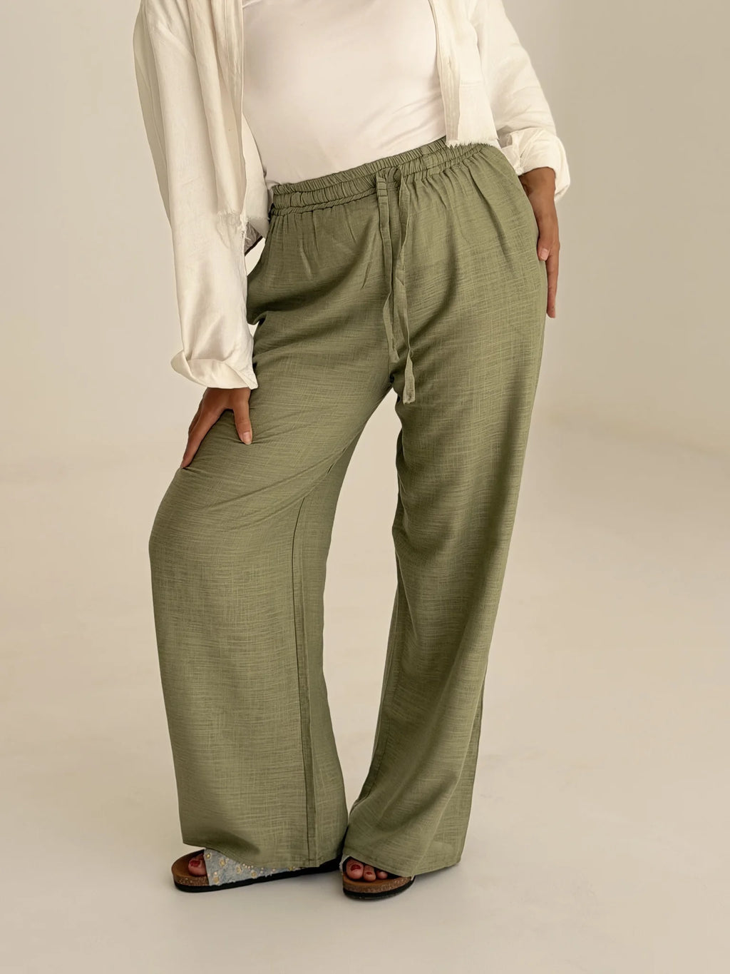 Linen Pants in sage green