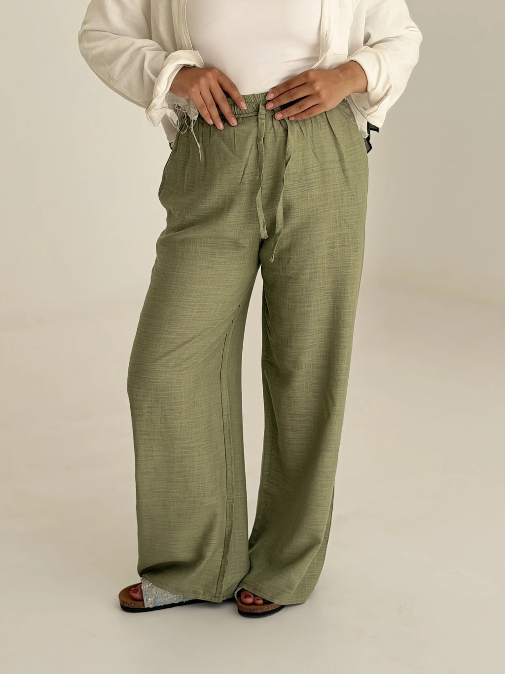 Linen Pants in sage green