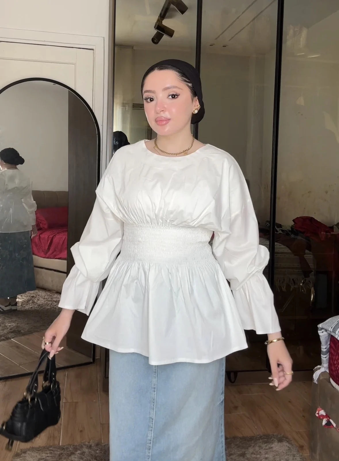 Peplum Blouse in white